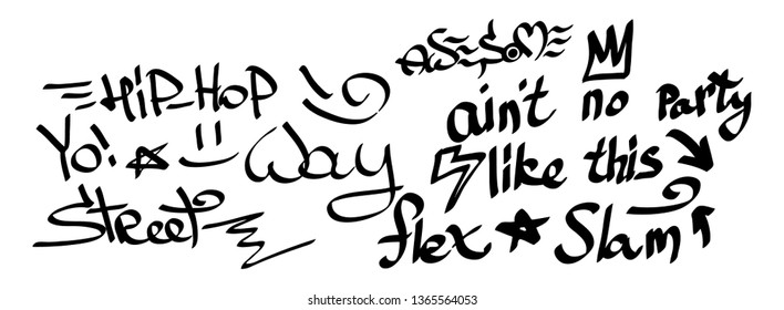 Modern graffiti tags on a white background. Vector art.
