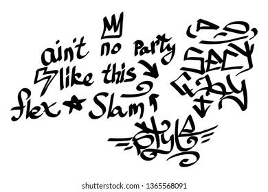 Modern graffiti tags on a white background. Vector art.