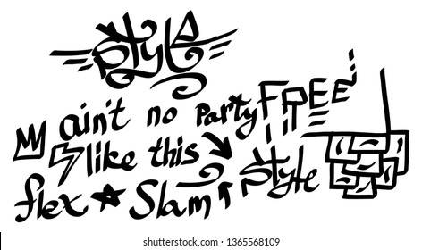 Modern graffiti tags on a white background. Vector art.
