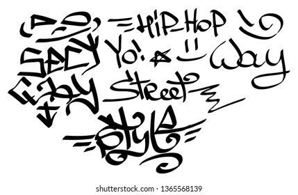 Modern graffiti tags on a white background. Vector art.