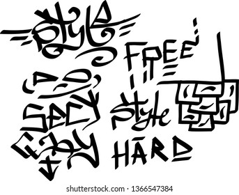Modern graffiti tags on a white background. Vector art.