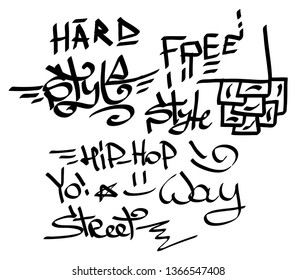 Modern graffiti tags on a white background. Vector art.