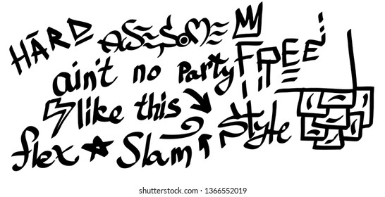 Modern graffiti tags on a white background. Vector art.