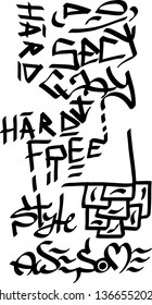Modern graffiti tags on a white background. Vector art.