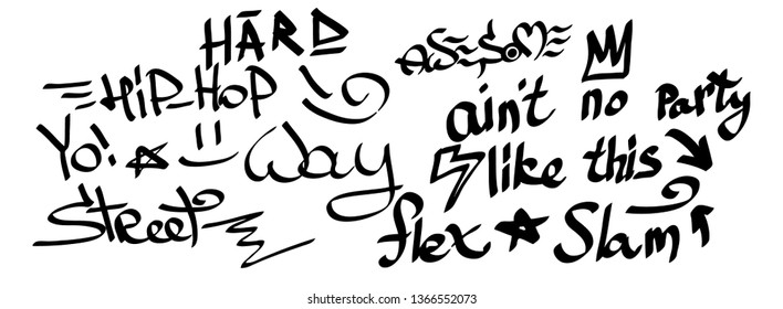 Modern graffiti tags on a white background. Vector art.