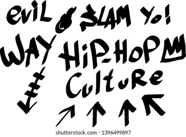 Modern graffiti tags on a white background. Vector art.