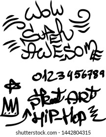 Modern graffiti tags on a white background. Vector art.