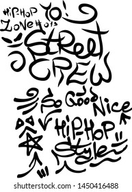 Modern graffiti tags on a white background. Vector art.