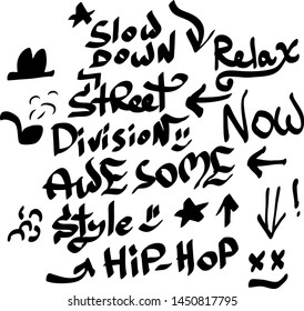 Modern graffiti tags on a white background. Vector art.