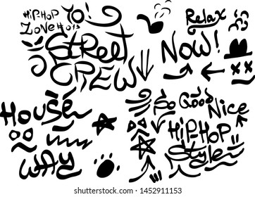 Modern graffiti tags on a white background. Vector art.