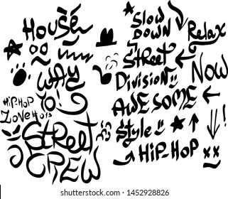 Modern graffiti tags on a white background. Vector art.
