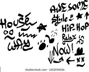 Modern graffiti tags on a white background. Vector art.