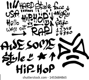 Modern graffiti tags on a white background. Vector art.