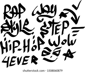 Modern graffiti tags on a white background. Vector art.