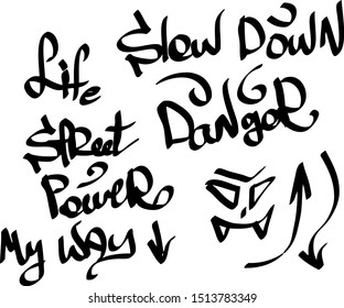 Modern graffiti tags on a white background. Vector art.
