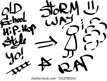 Modern graffiti tags on a white background. Vector art.