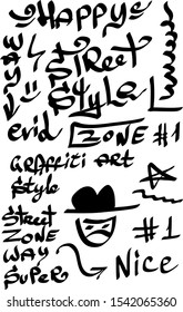 Modern graffiti tags on a white background. Vector art.