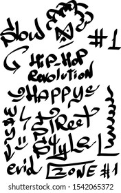 Modern graffiti tags on a white background. Vector art.