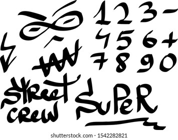 Modern graffiti tags on a white background. Vector art.