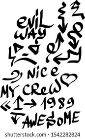 Modern graffiti tags on a white background. Vector art.