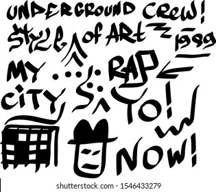 Modern graffiti tags on a white background. Vector art.