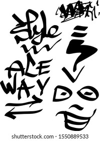 Modern graffiti tags on a white background. Vector art.