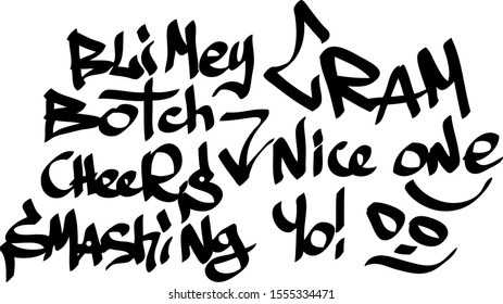Modern graffiti tags on a white background. Vector art.