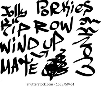 Modern graffiti tags on a white background. Vector art.