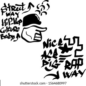 Modern graffiti tags on a white background. Vector art.