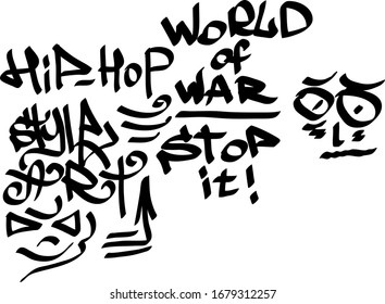 Modern graffiti tags on a white background. Vector art.