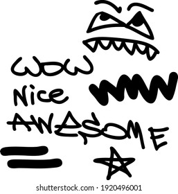 Modern graffiti tags on a white background. Vector art.
