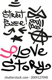 Modern graffiti tags on a white background. Vector art.