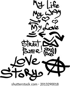 Modern graffiti tags on a white background. Vector art.