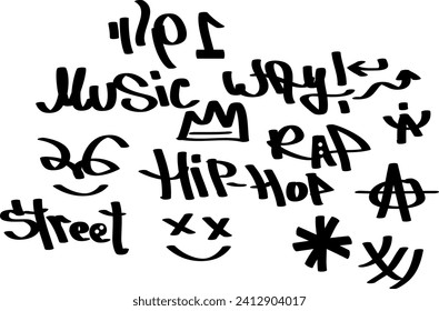 Modern graffiti tags on a white background. Vector art.