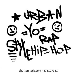 Modern graffiti tags on a white background. Vector art.