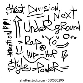 Modern graffiti tags on a white background. Vector art.