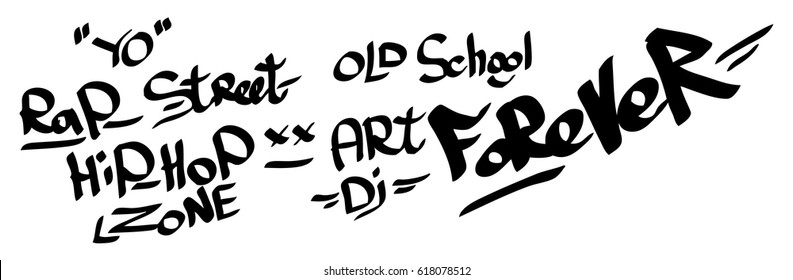 Modern graffiti tags on a white background. Vector art.