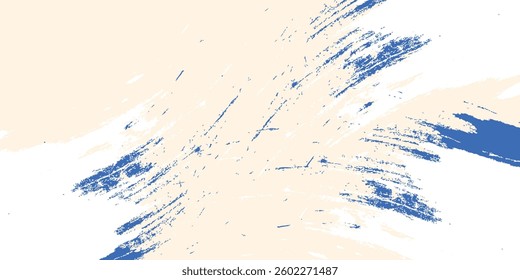 Modern grainy blue spiral brush stroke with spray texture. Hand drawn distress damaged abstract