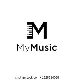 Modern Grand piano design logo template Vector sign M design illustration template logo.