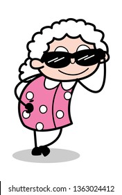 Modern Granny - Old Cartoon Granny Vector Illustration