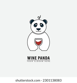modern grape baby panda logo icon. Abstract vector graphic in a simple elegant flat illustration style.