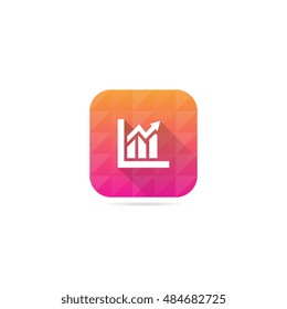 Modern Graph Chart Icon With Long Shadow