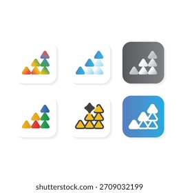 Logotipo de App gráfico moderno que representa la creatividad, el diseño y las herramientas digitales.