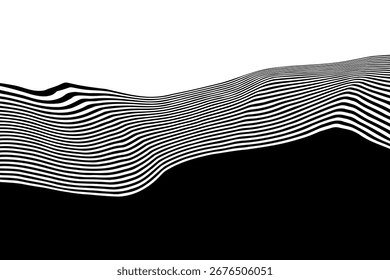 Fondo gráfico moderno. Abstractas flujo de líquidos en blanco y negro con un efecto hipnótico. Eps 10