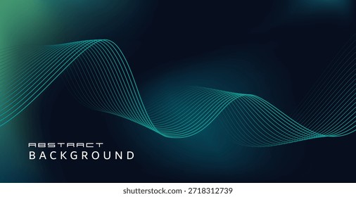 Un fondo gráfico moderno con tonos profundos y fríos y ondas finas, creando una sensación de movimiento fluido. La luz crea una atmósfera profunda y tranquila, y las esbeltas ondas en azul claro-gris se enmarcan en ondas paralelas a lo largo de la Imagen, agregando dimensión y movimiento.