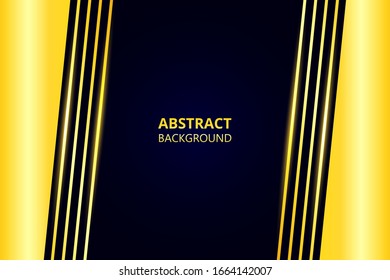 Modern graphic background design. Golden geometric shapes and shimmering stripes on a dark gradient.