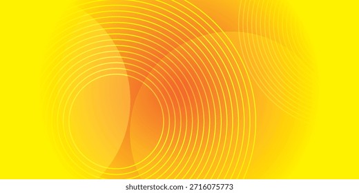 Círculos de elementos de Diseño gráfico modernos. Capa abstracta geométrica amarilla de la superposición del fondo en líneas rojas brillantes con la decoración del efecto