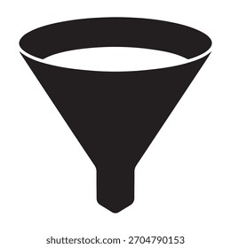 A modern graphic design featuring a funnel shape illustrating a conversion process, presented in a clean silhouette style.