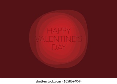 Modern graphic design of a saying "Happy Valentine's Day" with circular geometric shapes in rose / flower abstraction in red color. Urban, elegant typography.