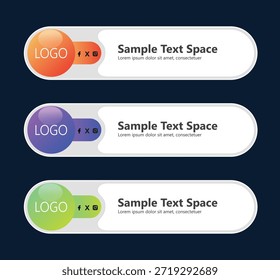Una Plantilla de Diseño gráfico moderna con un logotipo colorido y un espacio de texto de muestra, perfecta para empresas y profesionales que buscan una identidad visual elegante y creativa.
